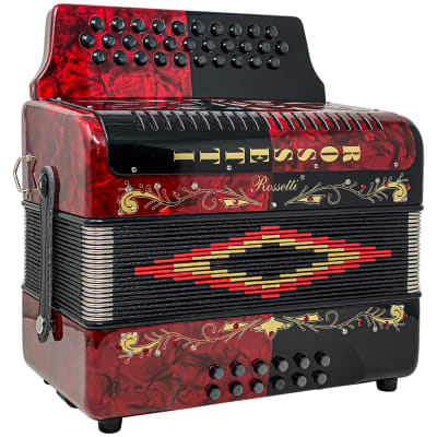 Rossetti 31 Button Accordion 12 Bass FBE Red and Black image 3