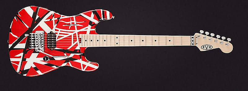 EVH Striped Series Electric Guitar, Red/Blk/White image 1