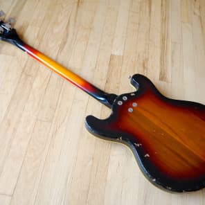 1966 Mosrite Joe Maphis Vintage Hollowbody Electric Bass Guitar Sunburst image 15
