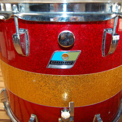Vintage Ludwig 1970s Maple 15 x 12 Marching Snare Drum - Red/Gold Sparkle image 3