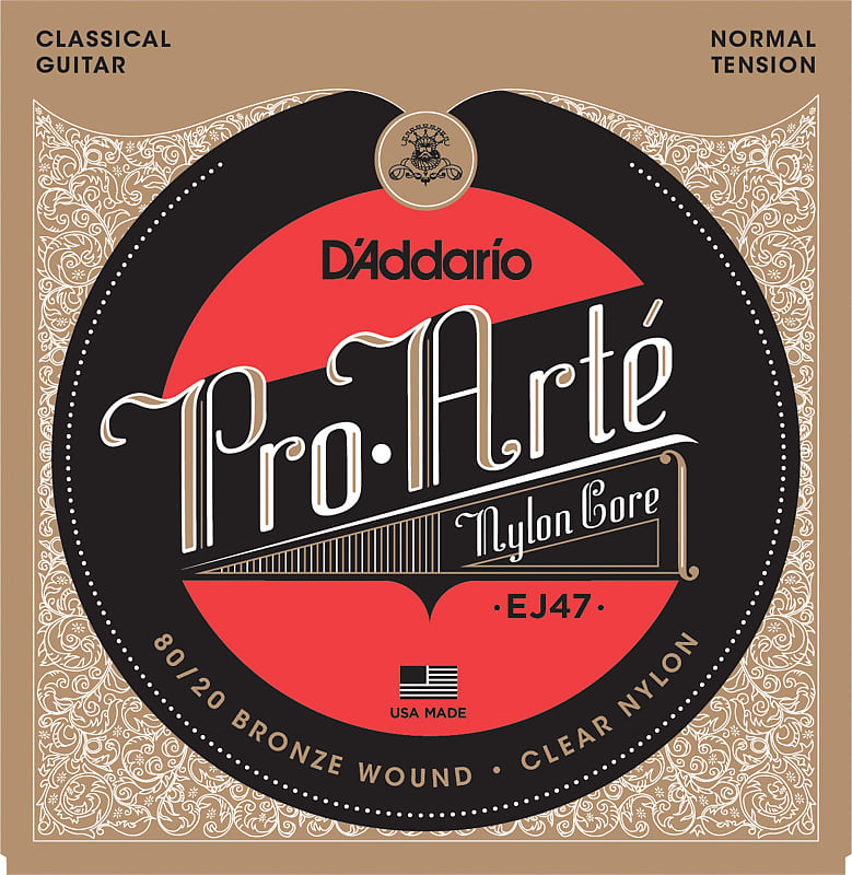 D'Addario EJ47 80/20 Bronze Pro-Arte Nylon Classical Guitar Strings, Normal Ten