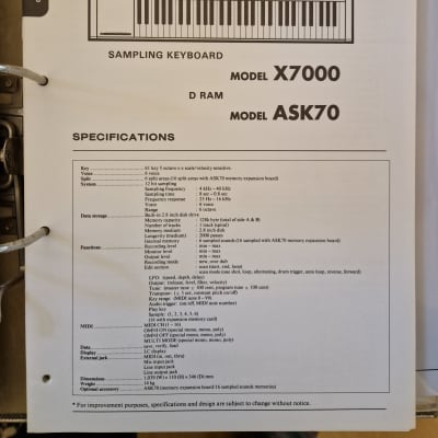 Akai X7000 / ASK70 Service Manual