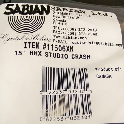 Sabian HHX 15" Studio Crash Cymbal/Model # 11506XN/New image 5