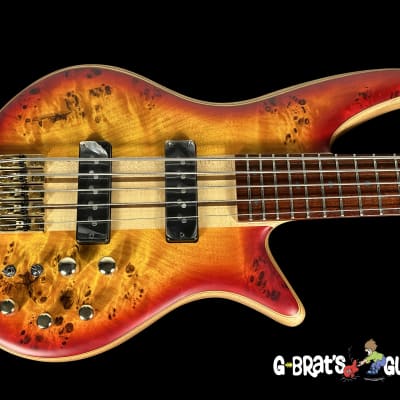2021 Jackson Pro Series SBP V Spectra Burl Top 5-String Bass ~ Transparent Cherry Burst image 1