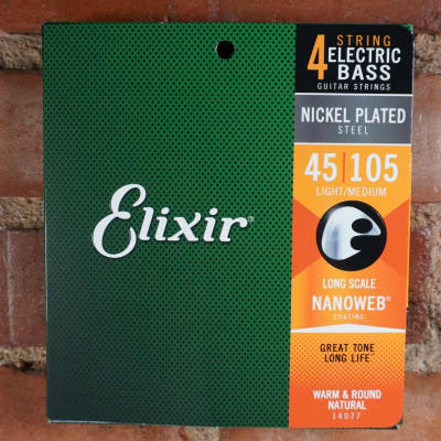 Elixir Electric Bass Nano Coated Nickel Plated Steel Light/Med 45-105 image 1