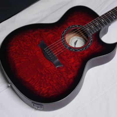 Dean Exhibition Thin Body Quilt Ash Acoustic/Electric Guitar Tiger Eye,  EXQA TGE - Total Music Source