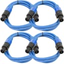 SEISMIC AUDIO 4 Pack of 12 Gauge 5' Blue Speakon to Speakon Speaker Cables