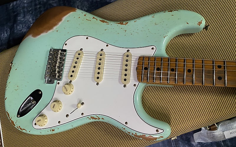 2023 Fender Custom Shop 69 Heavy Relic Stratocaster - Handwound PU's -  Authorized Dealer - Aged Surf Green - Only 7.9 lbs #G00824 - OPEN BOX SAVE!