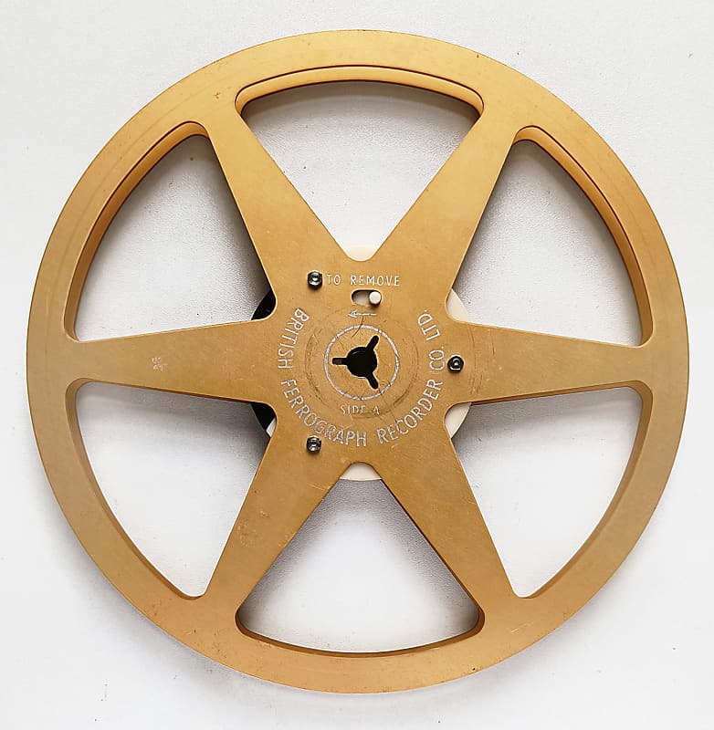 Vintage British Ferrograph 8.25″ Empty Metal Reel 1/4″ - Gold 6 Window - Rare  			