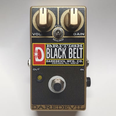 Daredevil British Black Belt Overdrive / Distortion Guitar Effects Pedal, Gold for sale