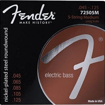 Fender 7250 5 String Bass Strings, Nickel Plated Steel, Long Scale, .045-.125 image 1