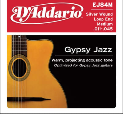 D'Addario EJ84M  Gypsy Jazz Silver Wound Loop End Medium Guitar Strings, 11-45 image 2