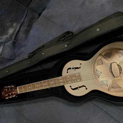 Minolian Parlour Resonator Guitar - Brass Body - 'Antique' Copper Finish image 8