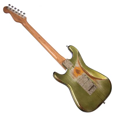 Paoletti Guitars Stratospheric Loft HSS - Distressed Firemist Lime - Ancient Reclaimed Chestnut Body, Hand Wound Pickups, Custom Boutique Electric - NEW! image 8