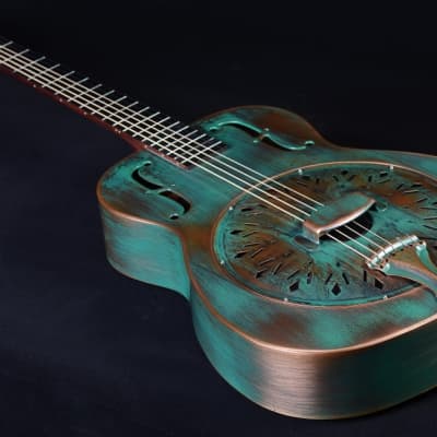 Recording King RM-997-VG Swamp Dog Resonator Distressed Vintage Green image 4