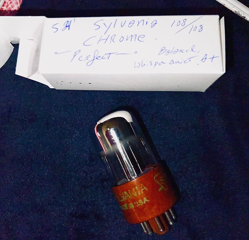 Sylvania ~ Strong, Single  ~ 6SN7WGT True &quot;Chrome Dome&quot;, Three Hole, 1954 Vintage NOS Audio Tube, for Darkvoice, Etc..  			