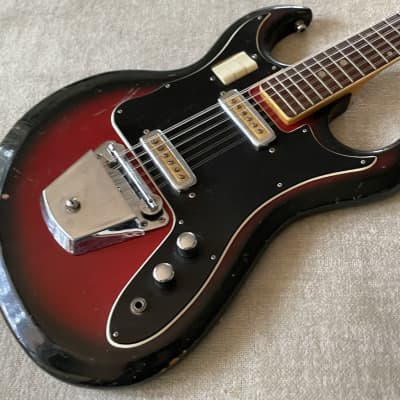 Vintage 1960’s Unbranded Teisco 12 String Electric Guitar Goldfoil Pickups Redburst MIJ Japan Kawai Bison Rare Possibly Early Ibanez image 5