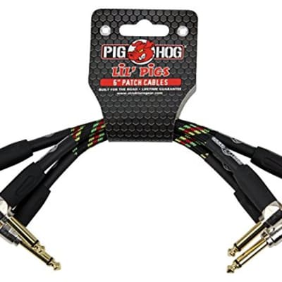 Pig Hog PHLIL6RA Rasta Stripe Patch Cables 3 pack, 6 inch image 2