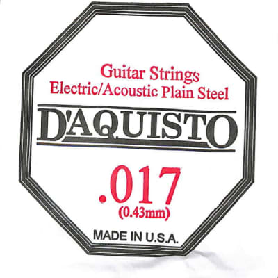Six (6) - .017 Plain Nickel Silver - D'Aquisto - Electric / Acoustic Guitar Strings for sale