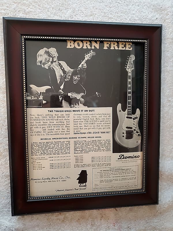 1967 Domino Guitars Promotional Ad Framed Domino Olympic #202 | Reverb