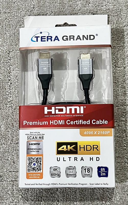 Tera Grand Premium 6' HDMI Cable Certified 2.0 w/ Aluminum Housing 4K HDR  Ultra HD