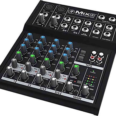 Mackie Mix8 6-input Desktop Mixer with 2 Microphone Preamps 2 Stereo Channels 3-band EQ 1 Aux Tape I image 12
