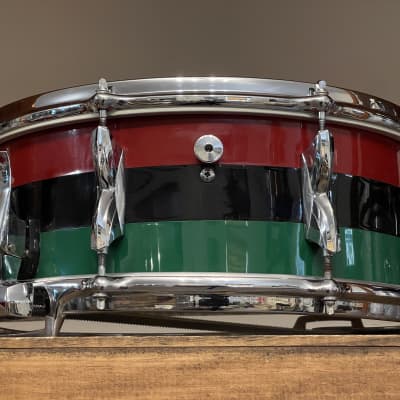 1960's Premier 2001 5.5x14 Mahogany Snare Drum Original Red Black Green Duroplastic 2000 image 9