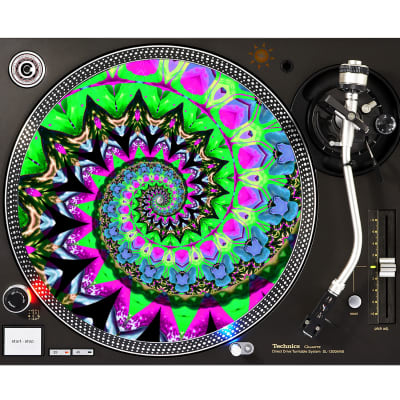Her Tie Dye - DJ Turntable Slipmat 12 inch LP Vinyl Record Player Glow Series (glows under black light) image 2