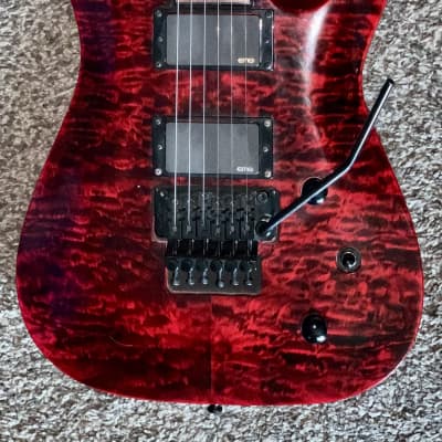 Jackson SLATXMGQ 3-6 neckthru Soloist Electric Guitar - Quilted Top in Trans Red Floyd rose emg pickups ohsc image 4