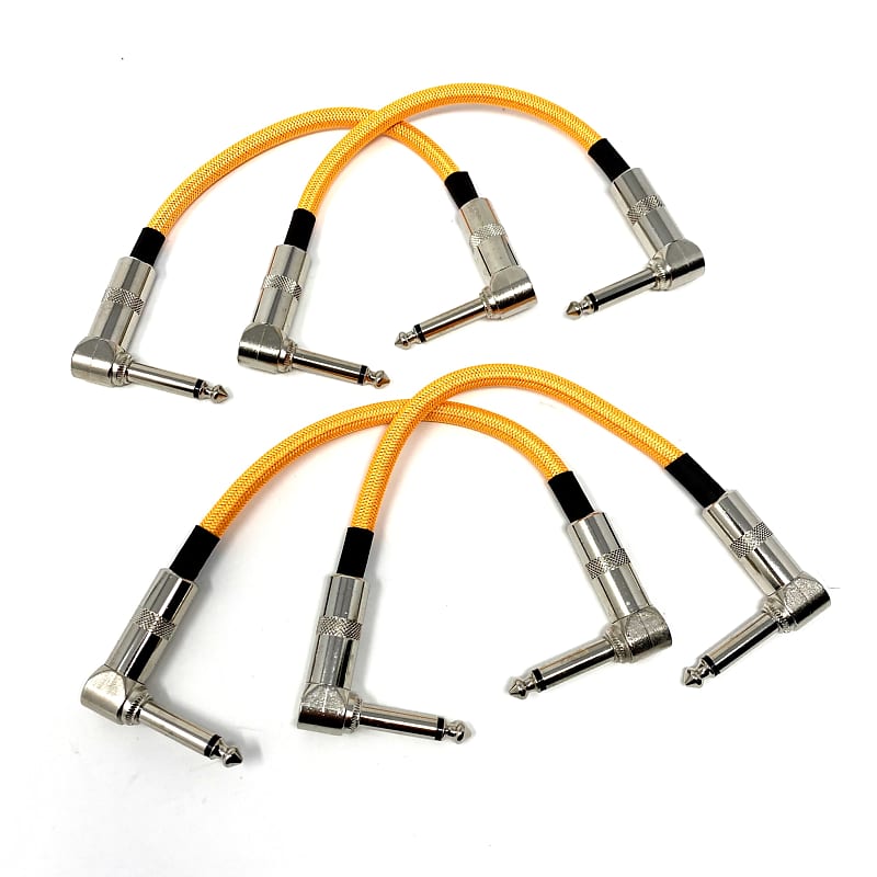Strukture Set of Four (4) Electric Sunset Neon Orange Woven 6" Patch Cables, Pedalboard Makeover! image 1