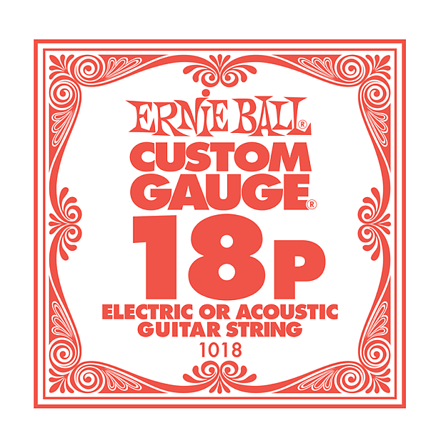 Ernie Ball P01018 .018 Plain Steel Electric/Acoustic Guitar Strings (6-Pack) image 1