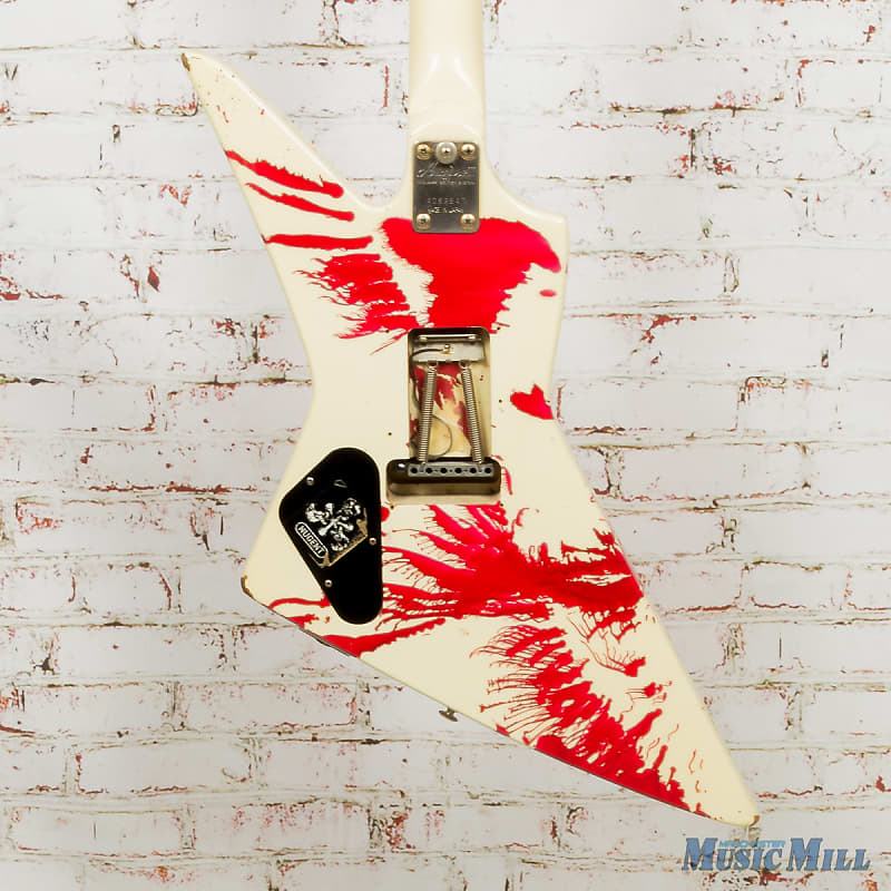 1980s Aria Pro II ZZ Custom Electric Guitar White with Red