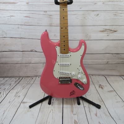 2008 Indiana Double Cutaway Electric Guitar ICE-1  Pink Autographed by John Rich image 1