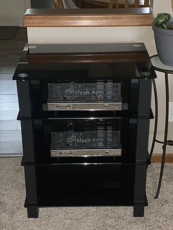 (2) McIntosh MC754 100-Watt Stereo Solid State Power Amplifier 1988 - 1992 - Black  			