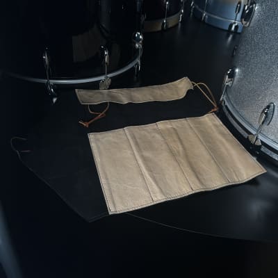 Bentley's Drum Shop Handmade Leather Large Stick Bag in Two Tone Black image 2