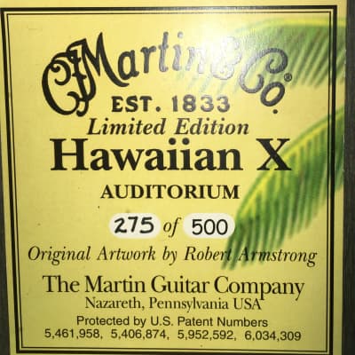 2002 Martin Hawaiian X - Limited Edition: 275 of 500 w/ Original Hard Case & Case Candy! image 2