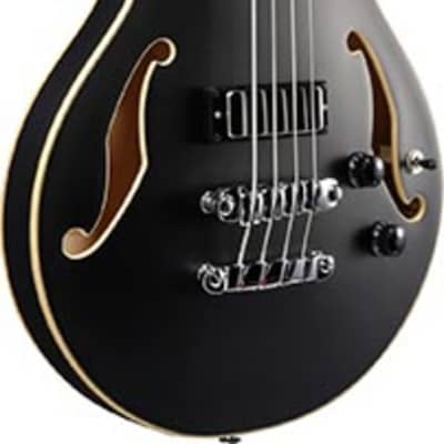 Ibanez AGB200 Semi-Hollow Body Short Scale 4-String Bass Guitar, Black Flat image 2