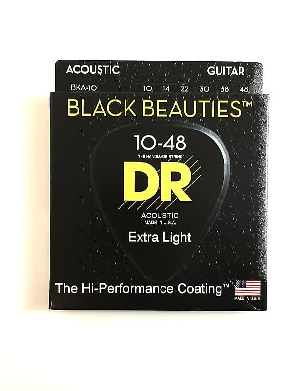 DR Guitar Strings Acoustic K3 Black Beauties Coated 1048 Reverb