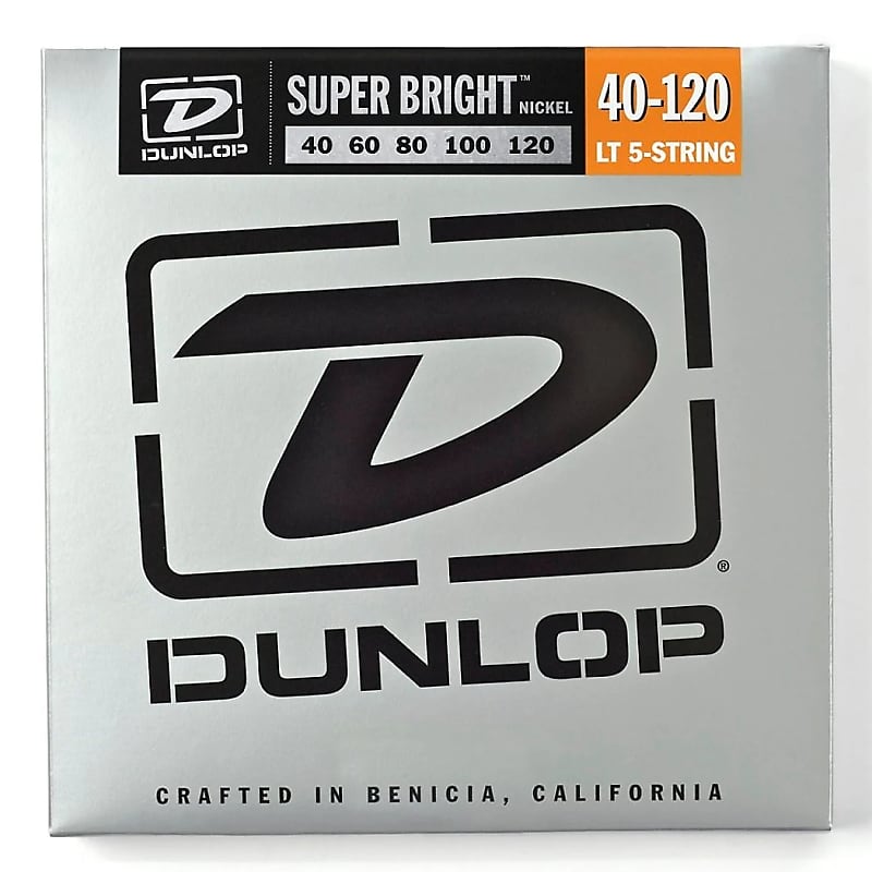 Dunlop DBSBN40120 Super Bright Nickel-Plated Steel 5-String Bass Strings - Light (40-120) image 1