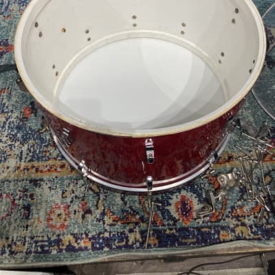 Frankie Banali's Quiet Riot - Leedy & Ludwig Restored 6-Piece Set, 24", 20", 16", 13", 12", 14x5" Matching Snare! Immaculate 1950-1955 - Sparkling Red Pearl image 11