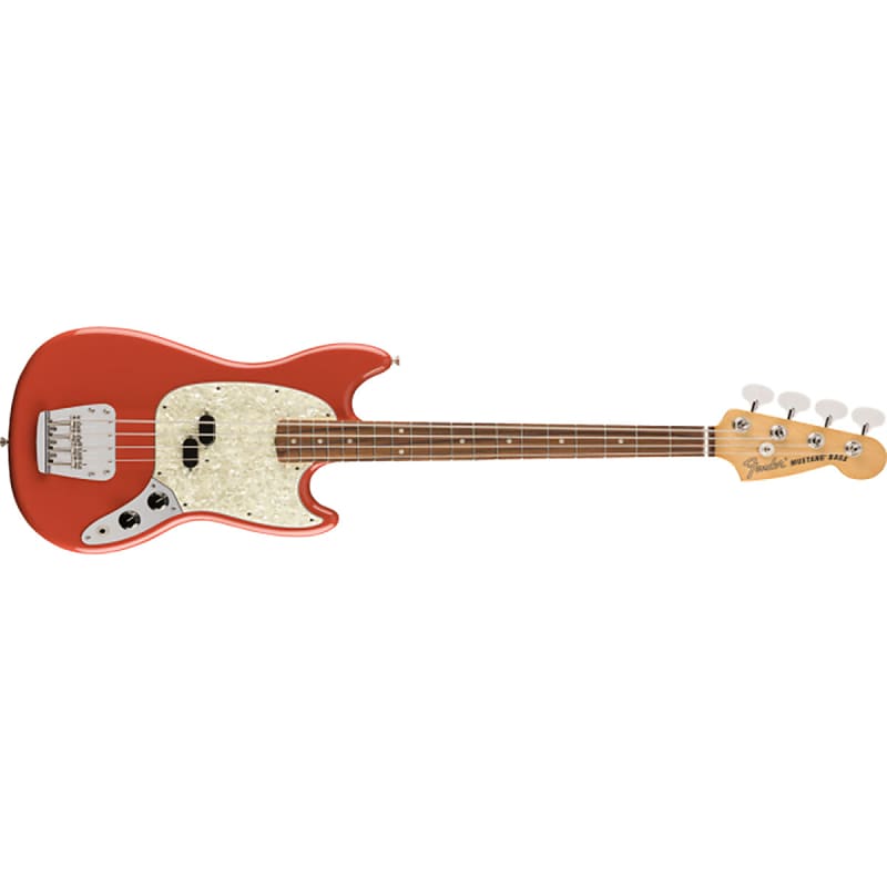 Fender Vintera 60s Mustang Bass Guitar PF Fiesta Red - MIM 0149653340 image 1