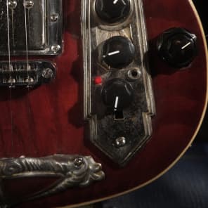 Postal Handmade Traveler Guitar Built-In  Amp  Antique Red full sized 24 scale neck Video image 5