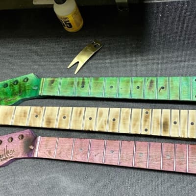 Pistol Guitars Maple left handed neck with maple fretboard Jimi Hendrix green neck only custom 2021 image 3