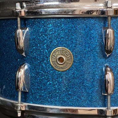 Gretsch Round Badge Blue Sparkle snare drum trio 4x14, 5.5x14, 6.5x14 image 20