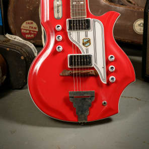 Rick Nielsen's 1962-64 National Glenwood 95 Map Guitar in Vermillion Red image 2
