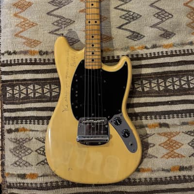 Fender Mustang Guitar with Maple Fretboard 1975 - 1978 - Blonde image 1
