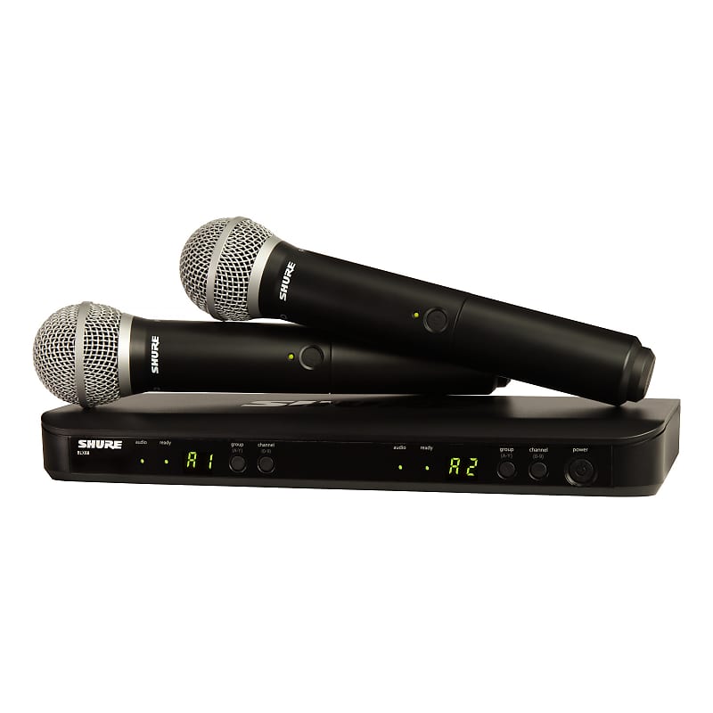 Shure BLX288/PG58 Dual Handheld Wireless PG58 Microphone System, Channel H10 image 1