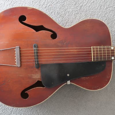 Vintage 1950 Kay Acoustic Guitar Redburst Fair Shape Worn Cracks Splits Beat Up Rare Waverly Tuners image 2
