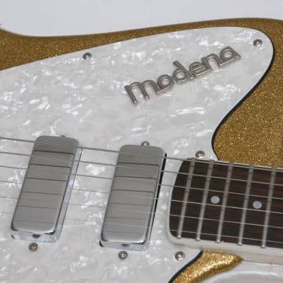 Italia Modena Classic Gold Sparkle Offset guitar Made in Korea w/ original gigbag image 13