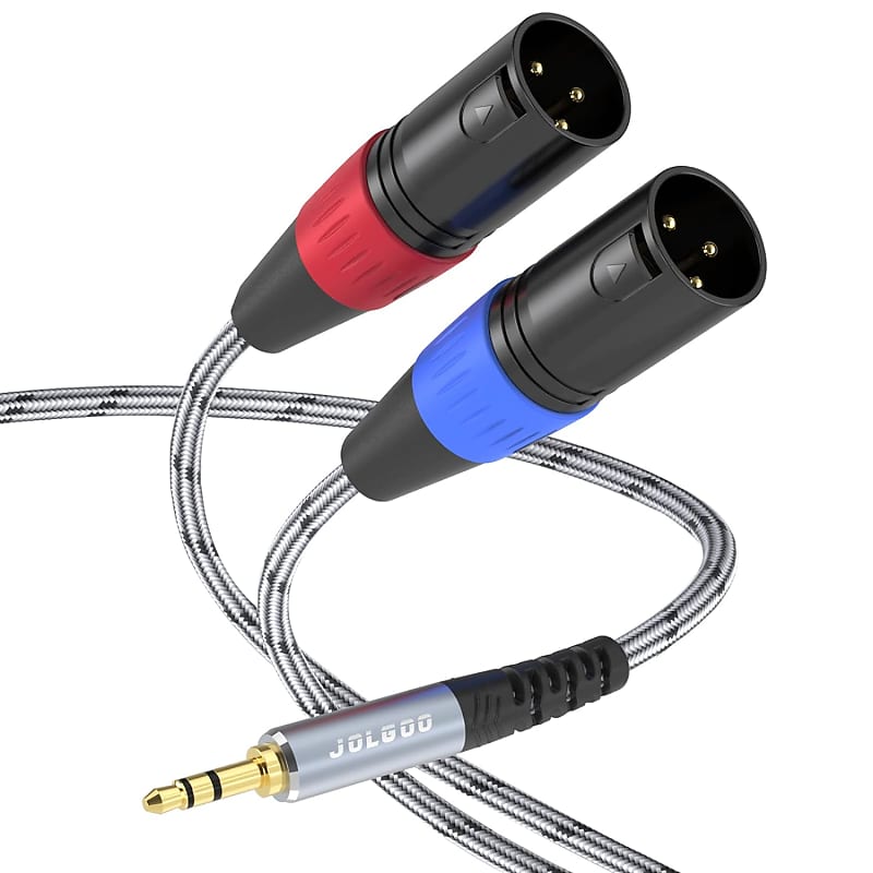 JOLGOO XLR Male to Dual 1/4 TS Mono Y Splitter Microphone Cable, XLR Male  to Dual 6.35mm TS Y Adapter Cord, 3.3 Feet